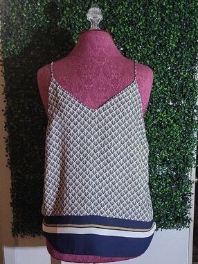 H&M Navy and Cream Geometric V-Neck Camisole